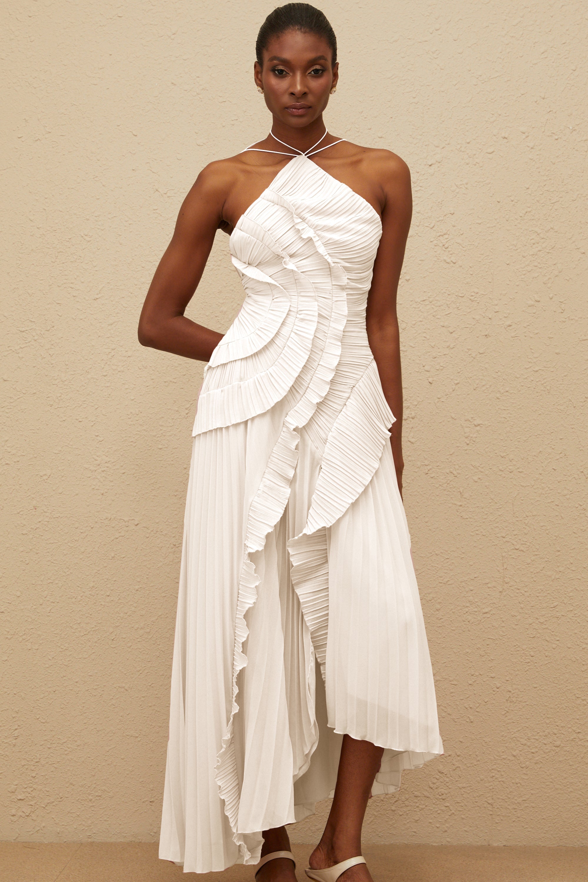 ÉTOILE HALTER DRESS – SCULPTED WHITES