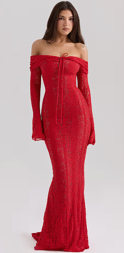 SCARLETT LACE GOWN – FIERY ELEGANCE