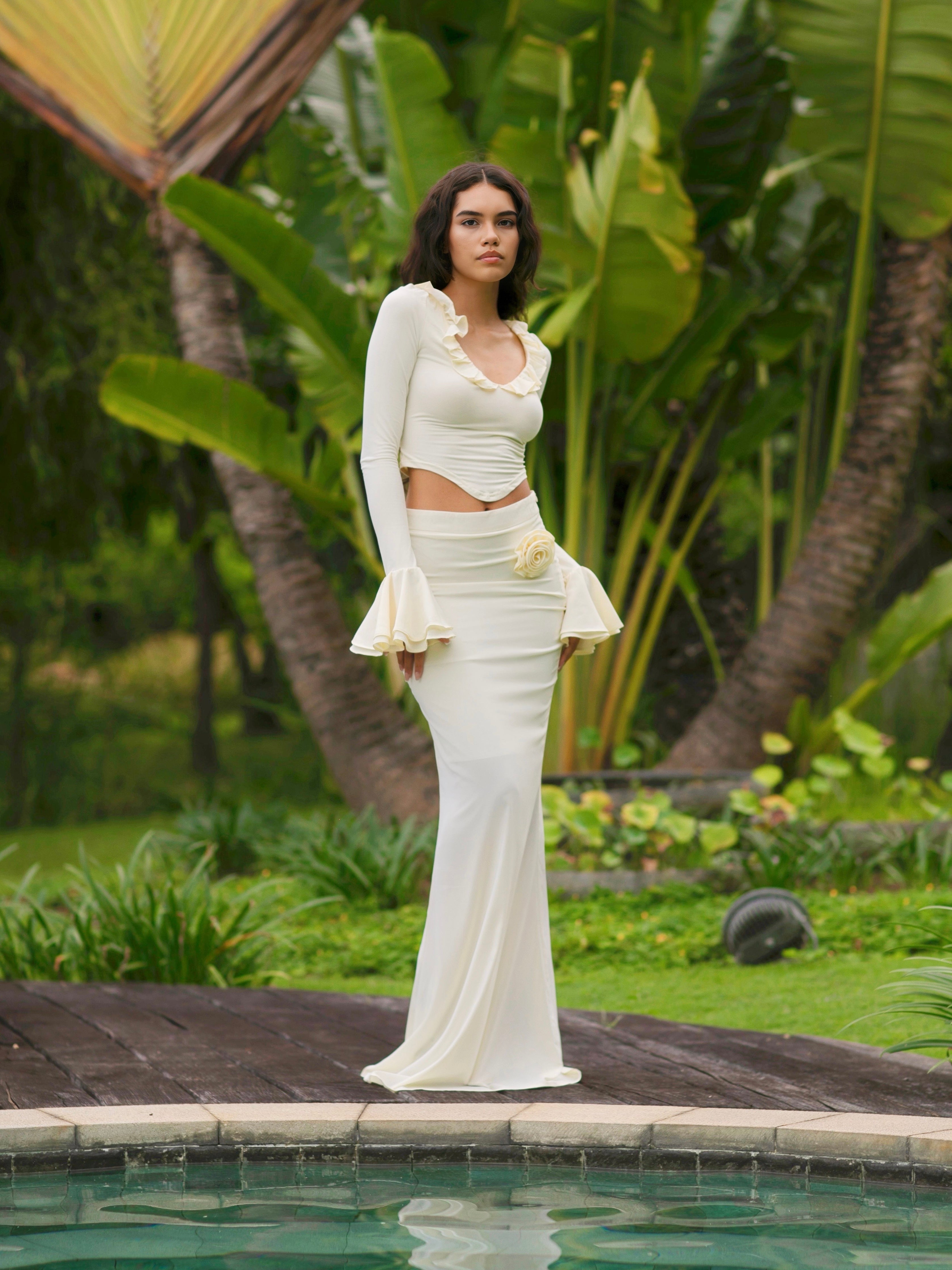 Rosette Chiffon Skirt – Delicate Flow