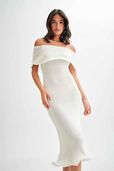 Seraphina Knit Midi – Ivory Wave