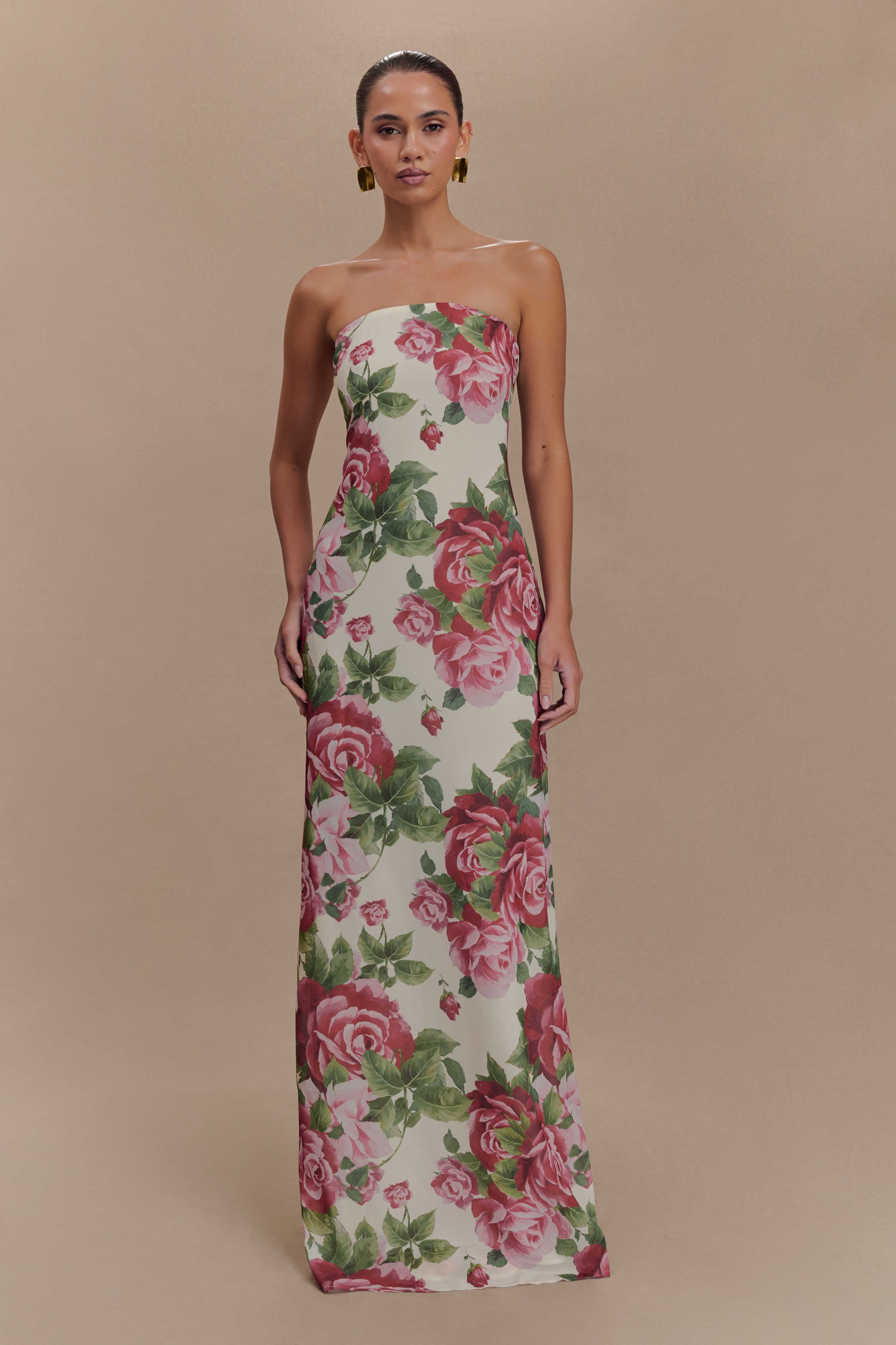 Sierra Strapless Maxi – Rose Drift