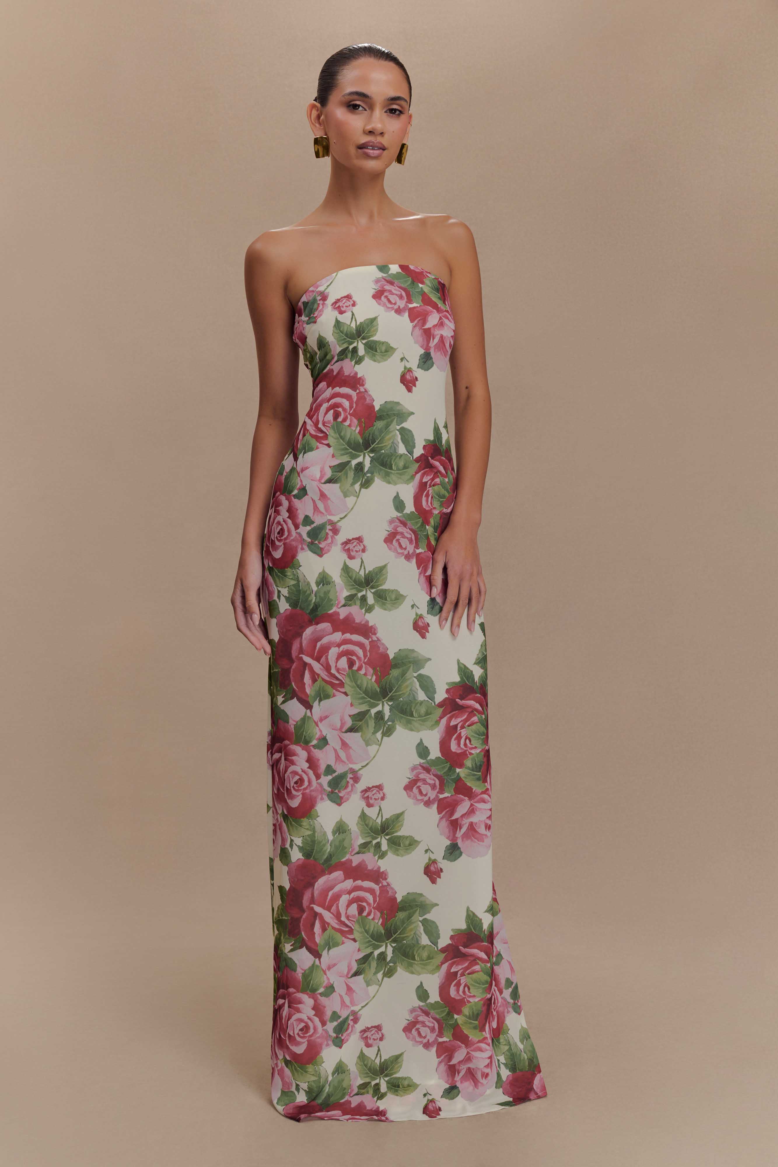Sierra Strapless Maxi – Rose Drift