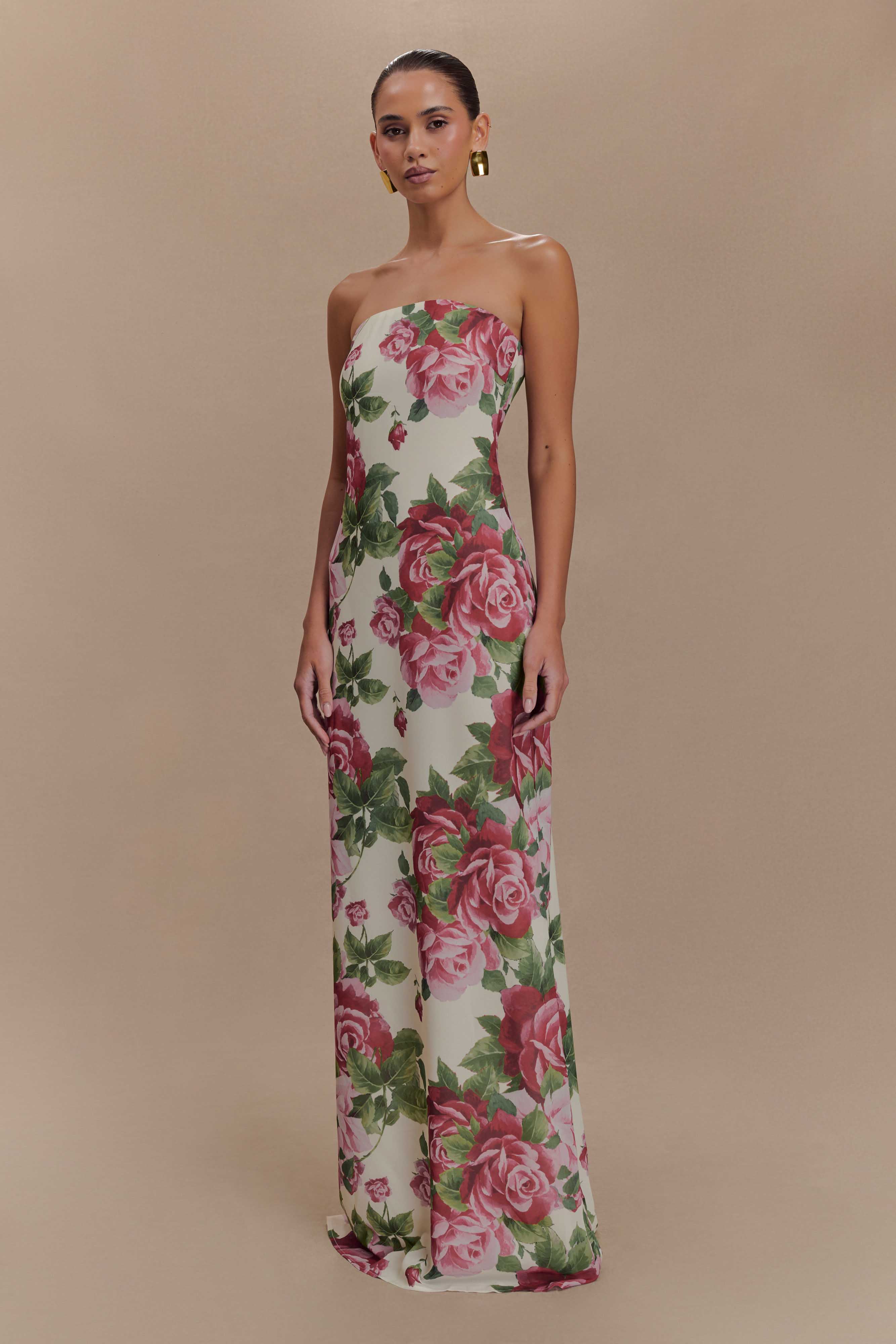 Sierra Strapless Maxi – Rose Drift