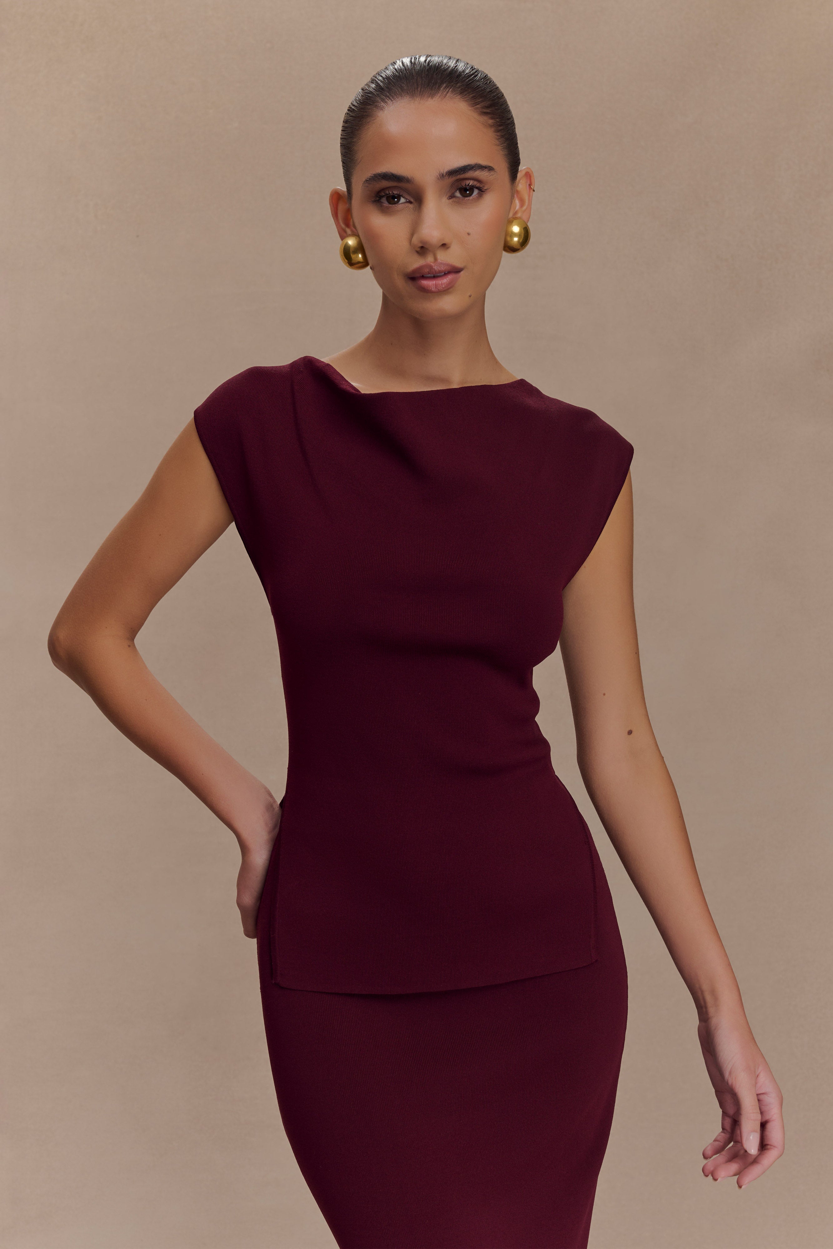 Francisca Knit Top – Merlot Ease