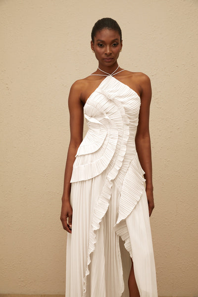 ÉTOILE HALTER DRESS – SCULPTED WHITES