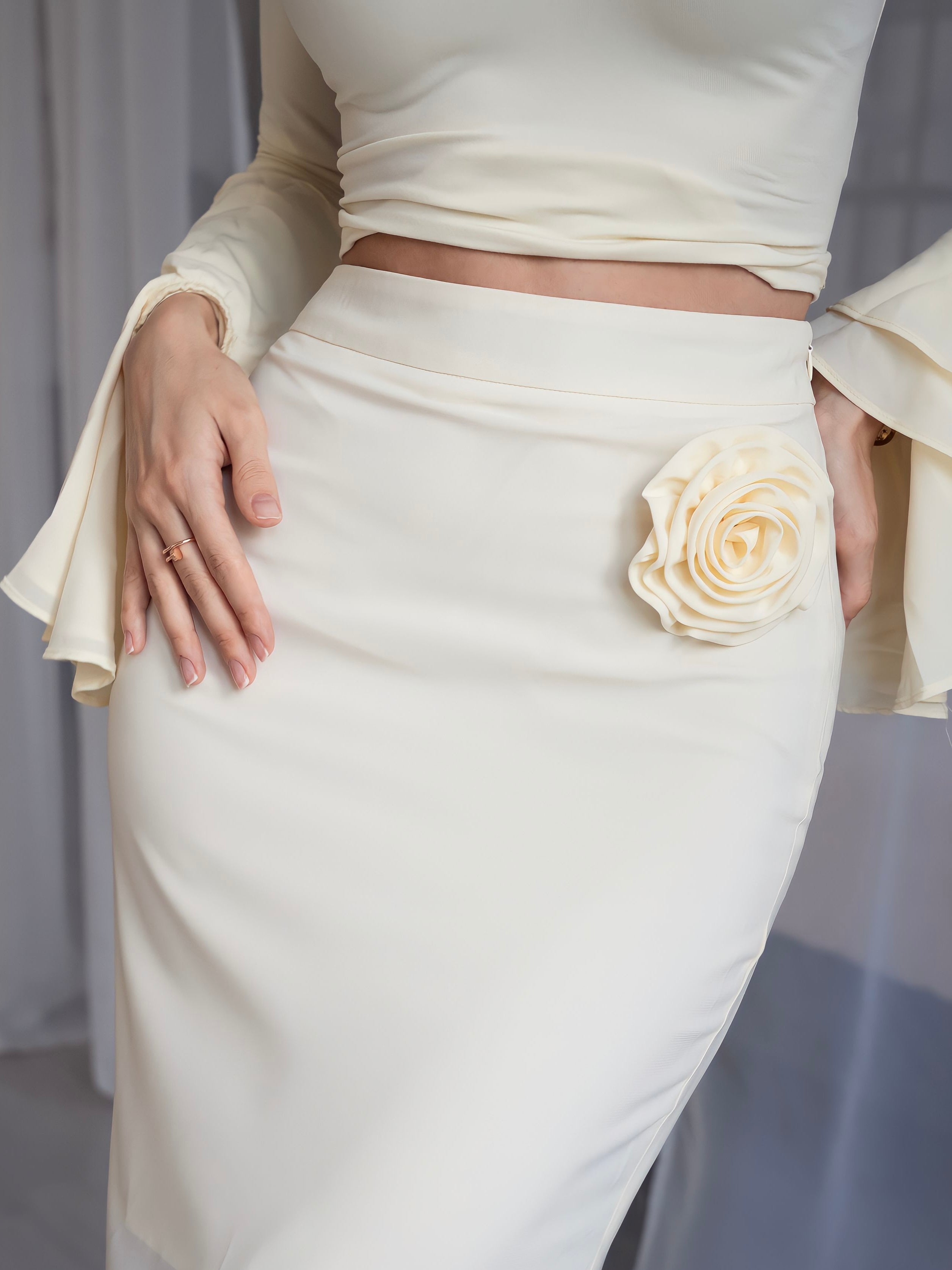 Rosette Chiffon Skirt – Delicate Flow