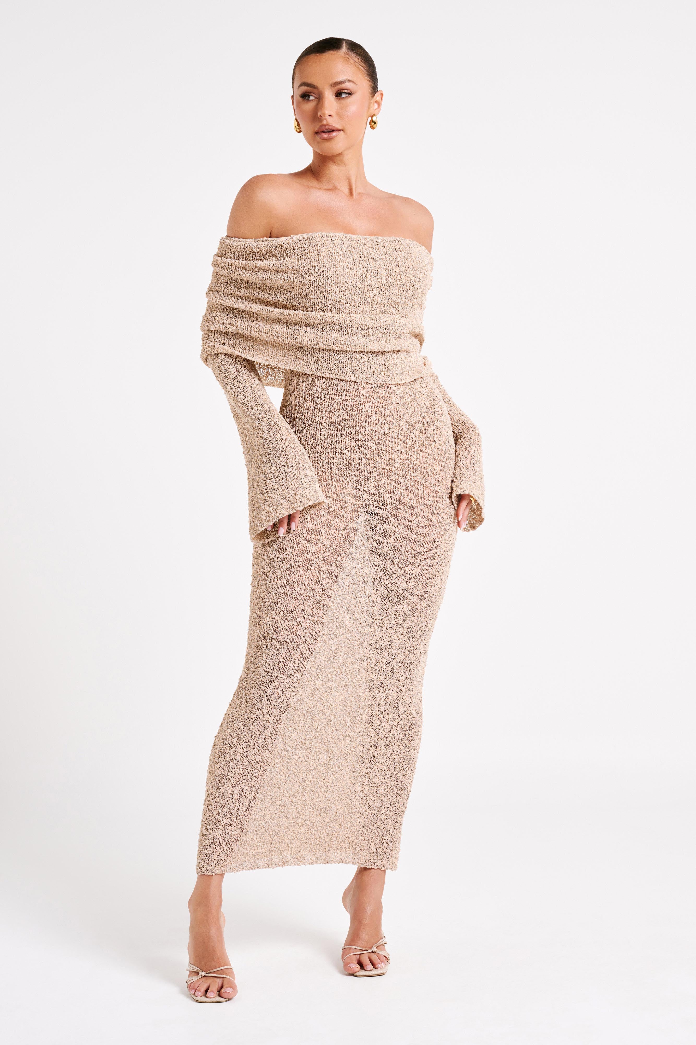 Elowen Bouclé Maxi – Wheat Glow